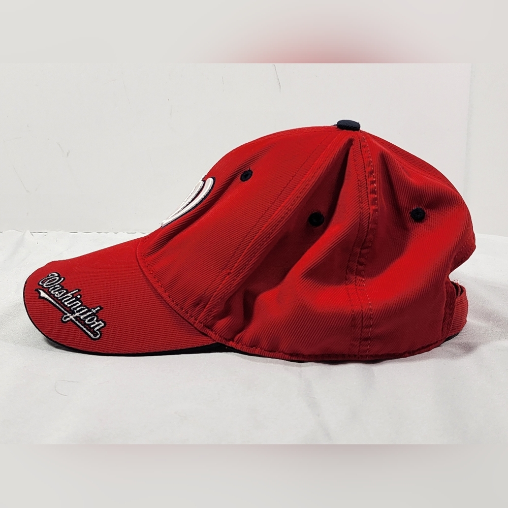 Washington Nationals Double Logo MLB Adult Hat Cap Adjustable Hook & Loop, Red - Picture 2 of 10